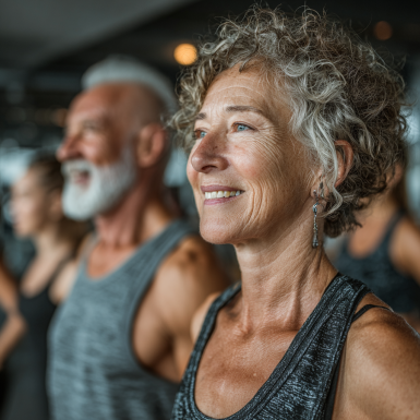 Групове заняття йогою для літніх людей